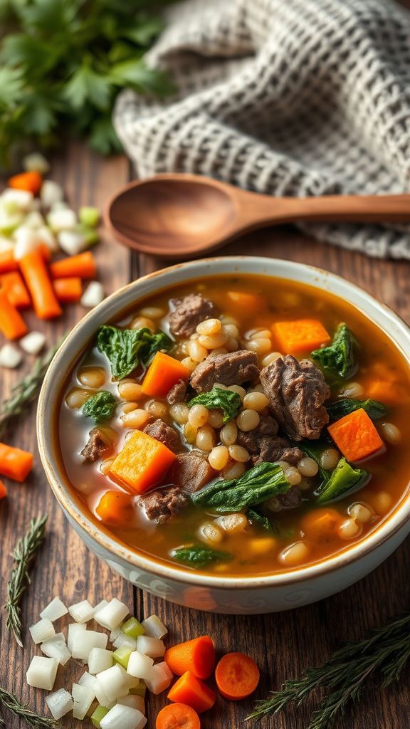 Comforting Beef and Barley Soup  