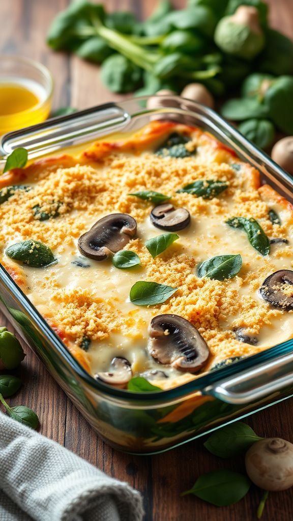 Creamy Mushroom and Spinach Bake  