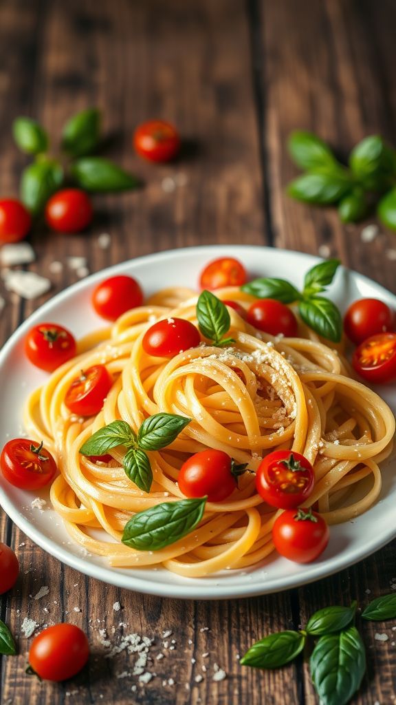 Cupid’s Bow Fettuccine with Cherry Tomato Basil