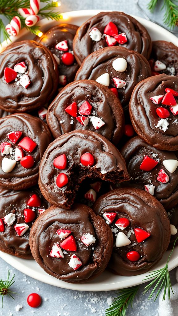 Festive Chocolate Peppermint Cookies  