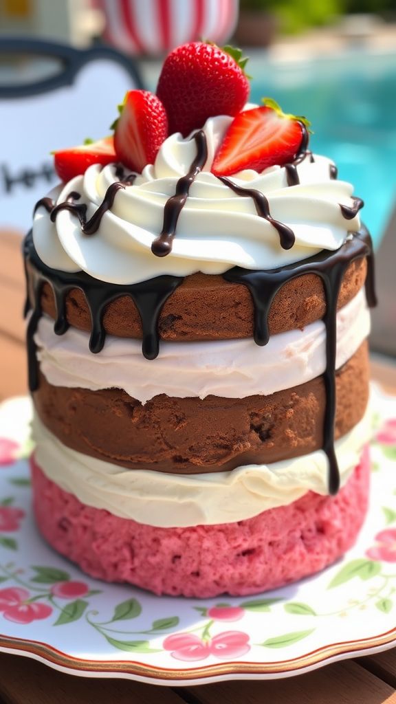 Frozen Neapolitan Ice Cream Cake