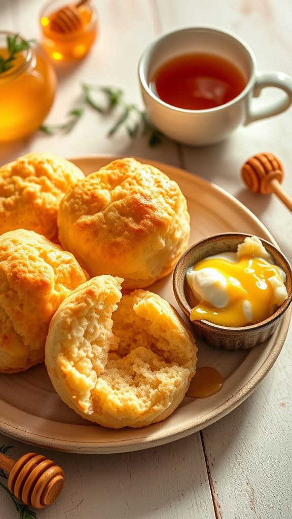 Golden Biscuits with Honey Butter  