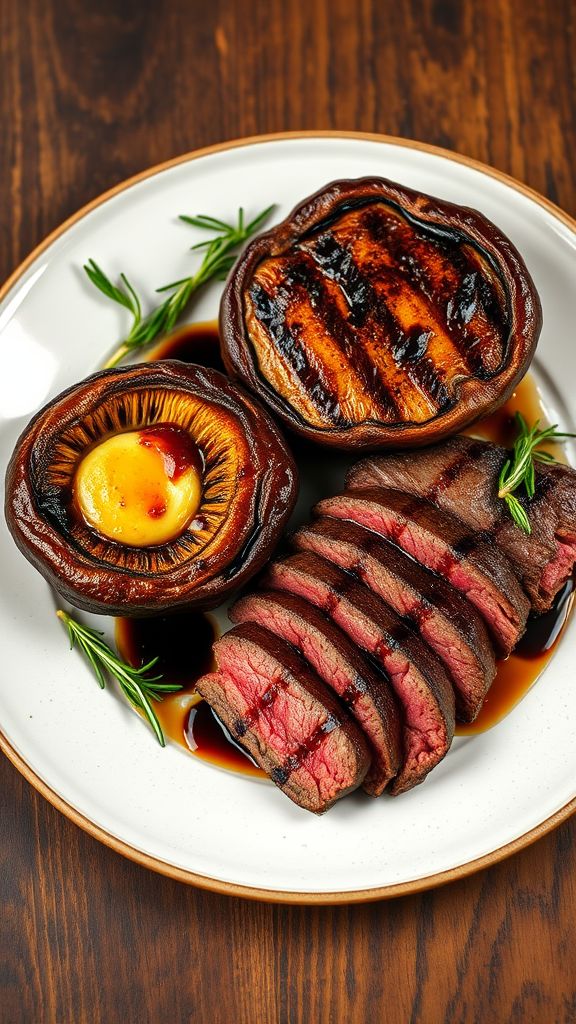 Grilled Portobello and Steak Duo