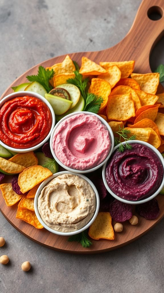 Holiday Hummus Trio with Veggie Chips