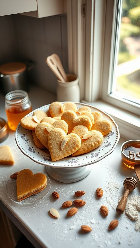 Honey Almond Shortbread Hearts  