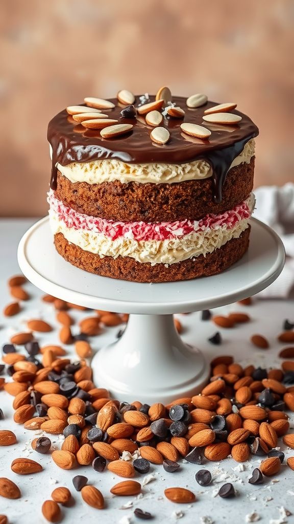 Neapolitan Almond Joy Cake