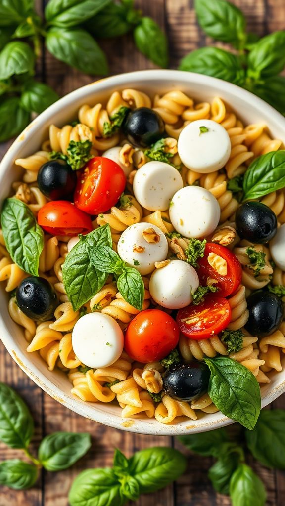 Passionate Pesto Pasta Salad with Cherry Hearts