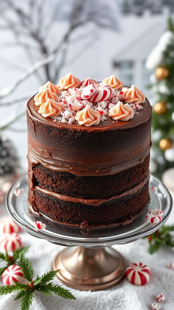 Peppermint Chocolate Layer Cake  