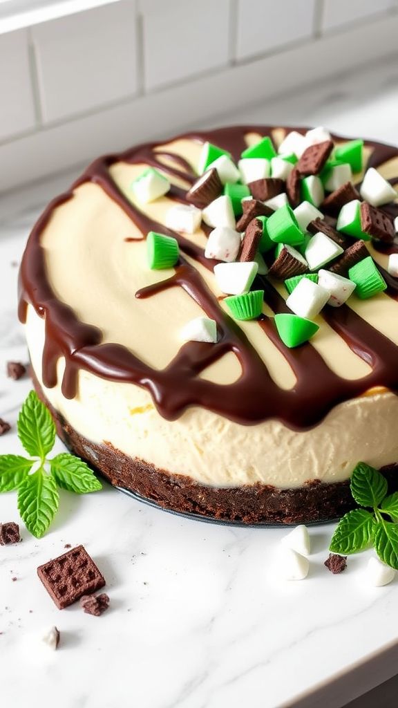 Peppermint Patty No-Bake Cheesecake  