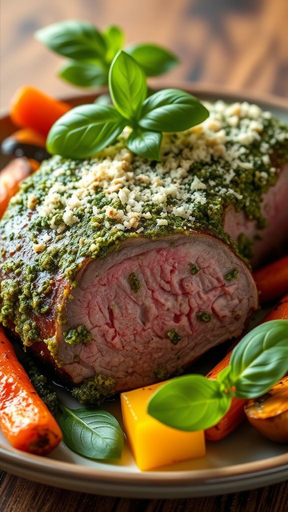 Pesto and Parmesan Crusted Beef