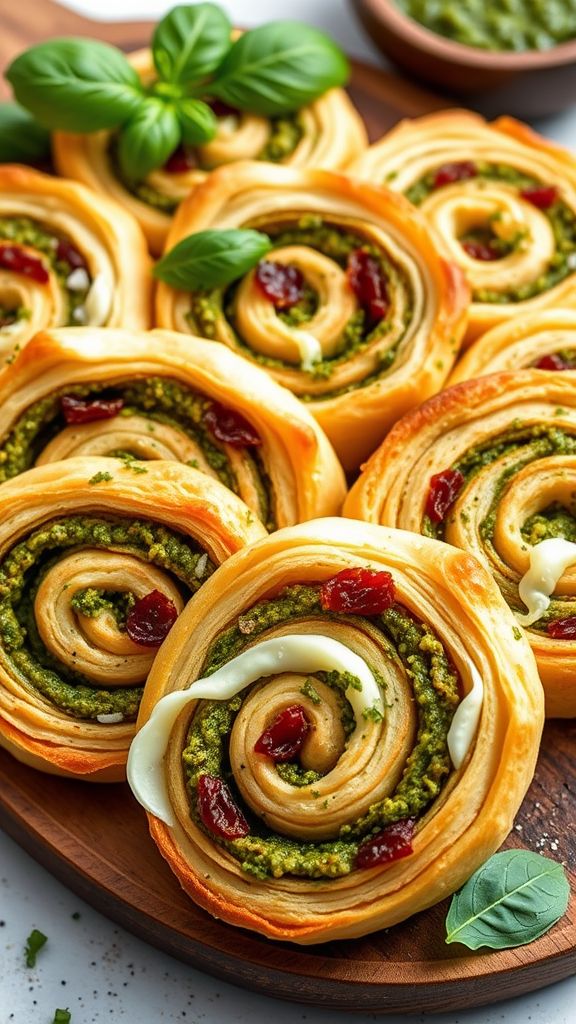 Pesto Pinwheels with Sun-Dried Tomatoes