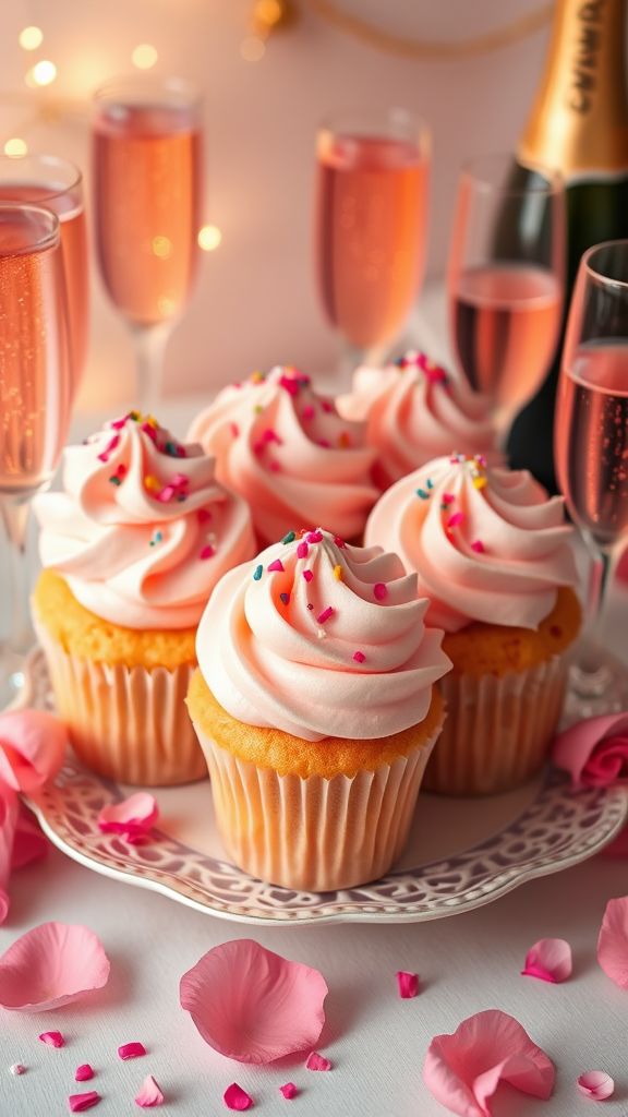 Pink Champagne Celebration Cupcakes