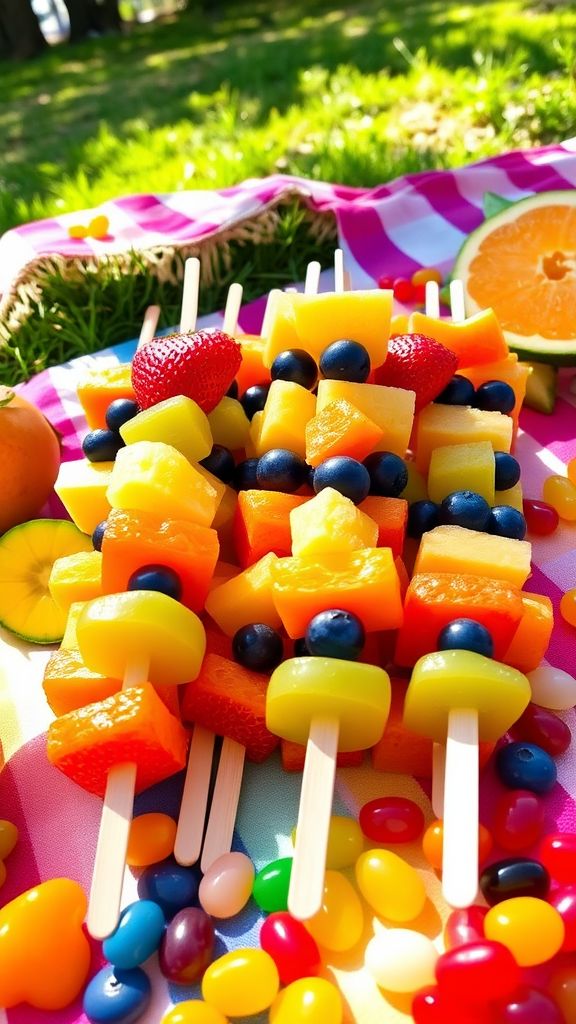 Rainbow Fruit and Candy Kabobs  