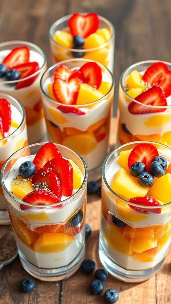 Rainbow Fruit Heart Parfaits  