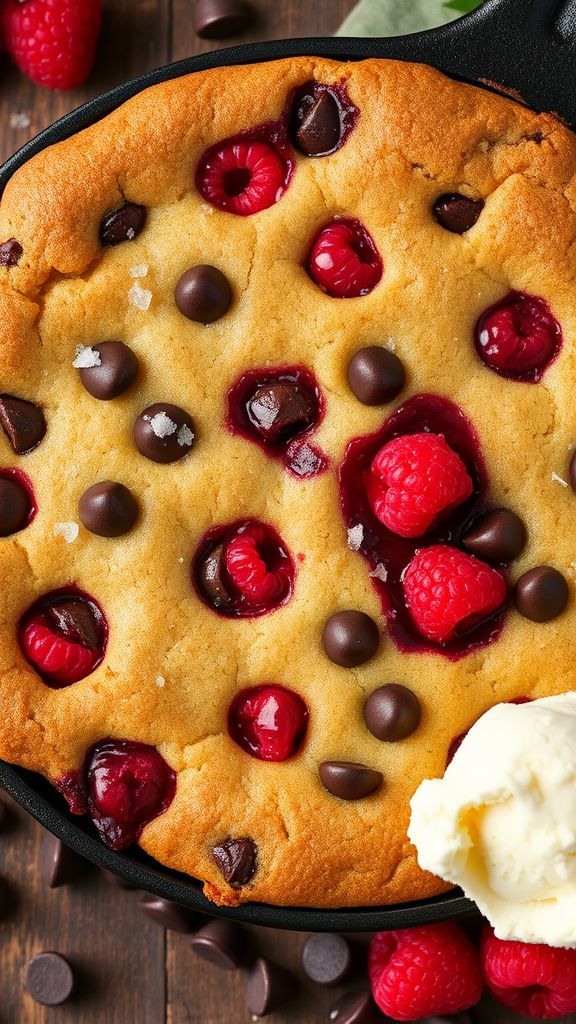 Raspberry Chocolate Chip Skillet Cookie