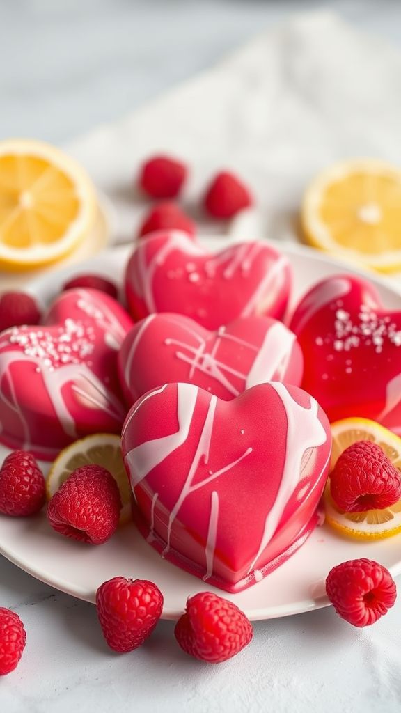 Raspberry Fondant Hearts  