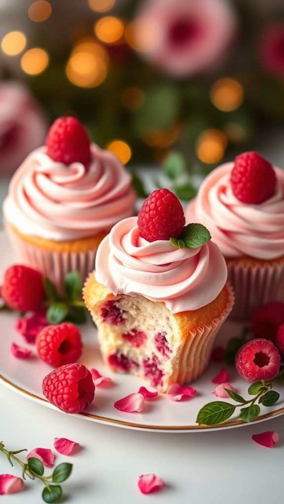 Raspberry Rose Cupcakes