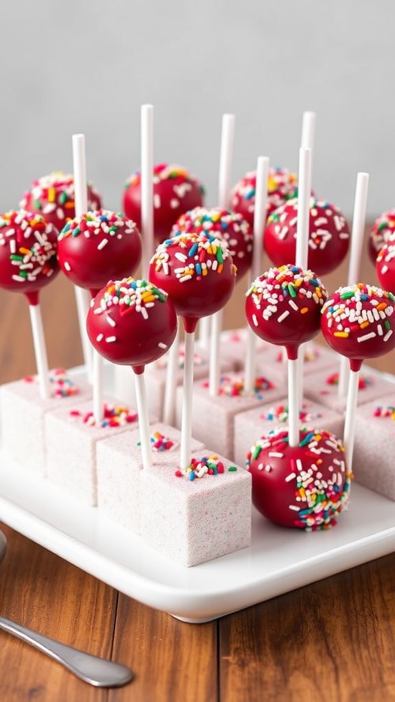 Red Velvet Cake Pops with Sprinkles