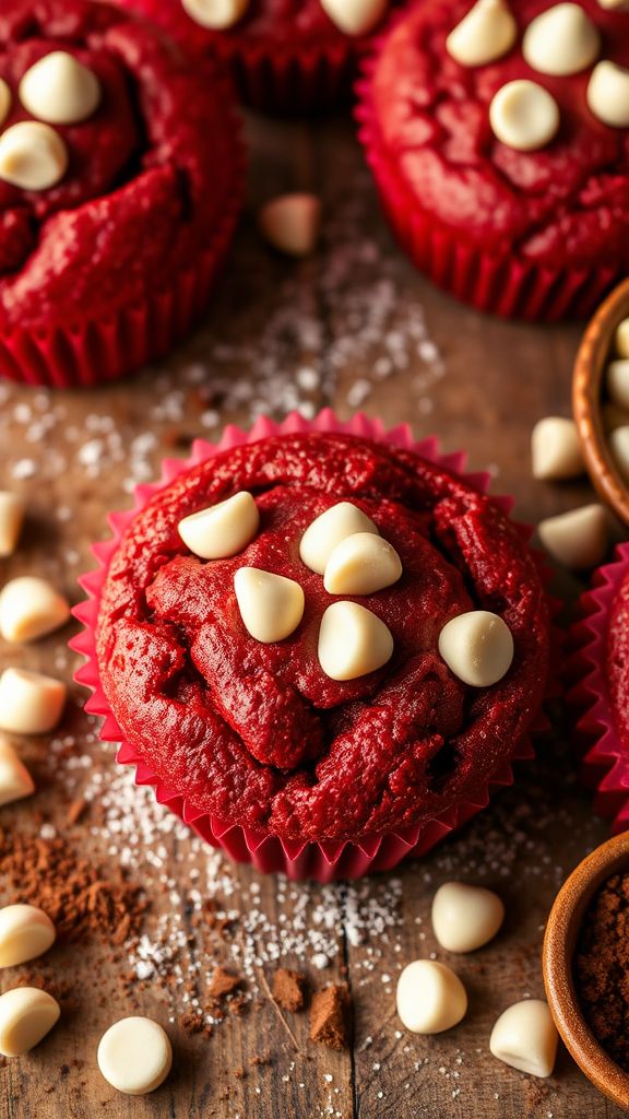 Red Velvet Muffins with White Chocolate Chips