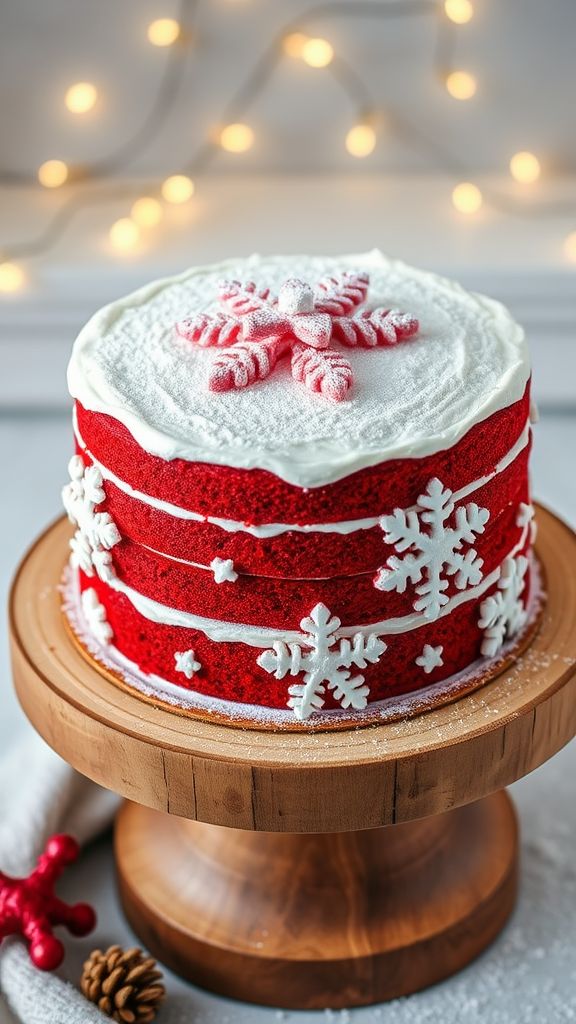 Red Velvet Snowflake Cake  