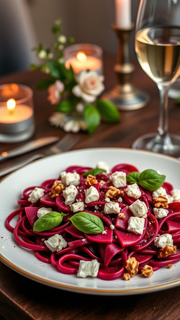 Romantic Heart Beet Pasta with Goat Cheese