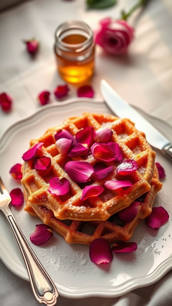 Romantic Rose Petal Waffles  