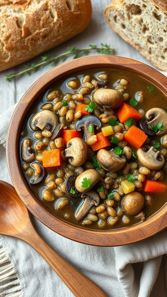 Rustic Mushroom and Barley Stew  