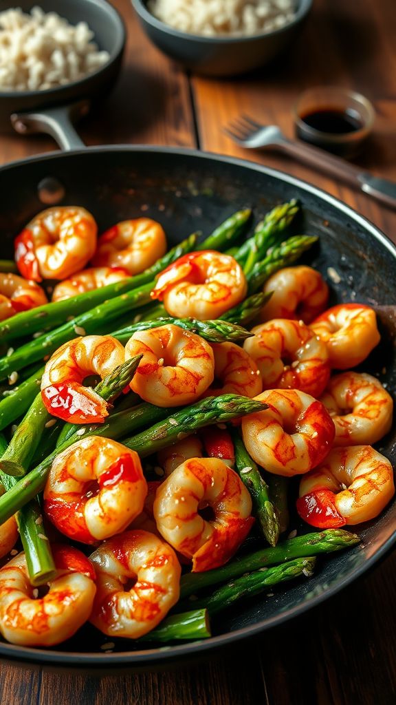 Shrimp and Asparagus Stir-Fry with Ginger Soy Glaze