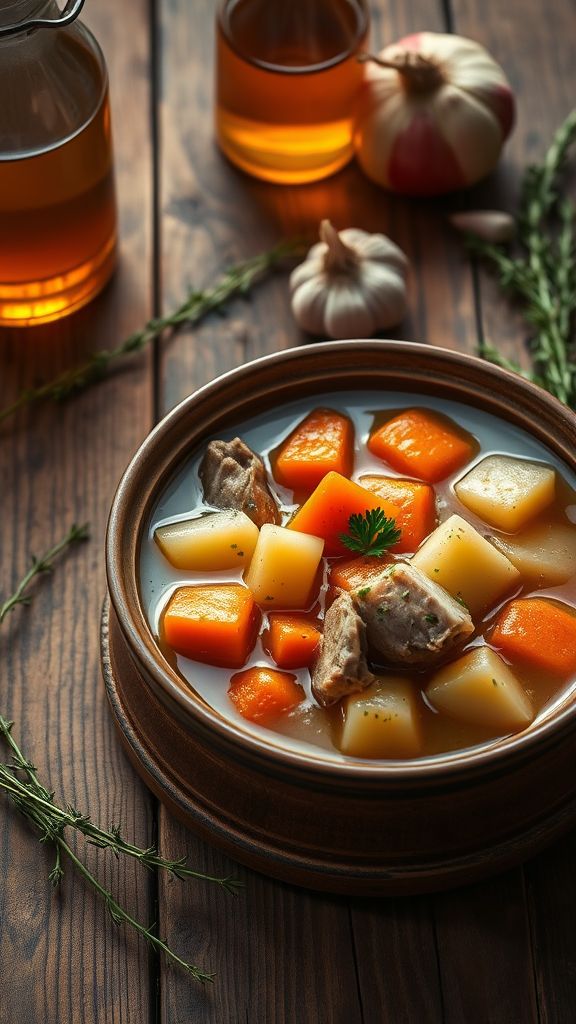 Slow-Cooked Pork and Apple Cider Stew  