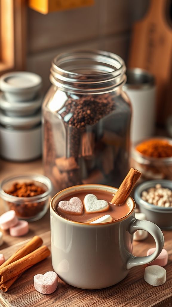 Spiced Hot Cocoa Mix with Heart Marshmallows  