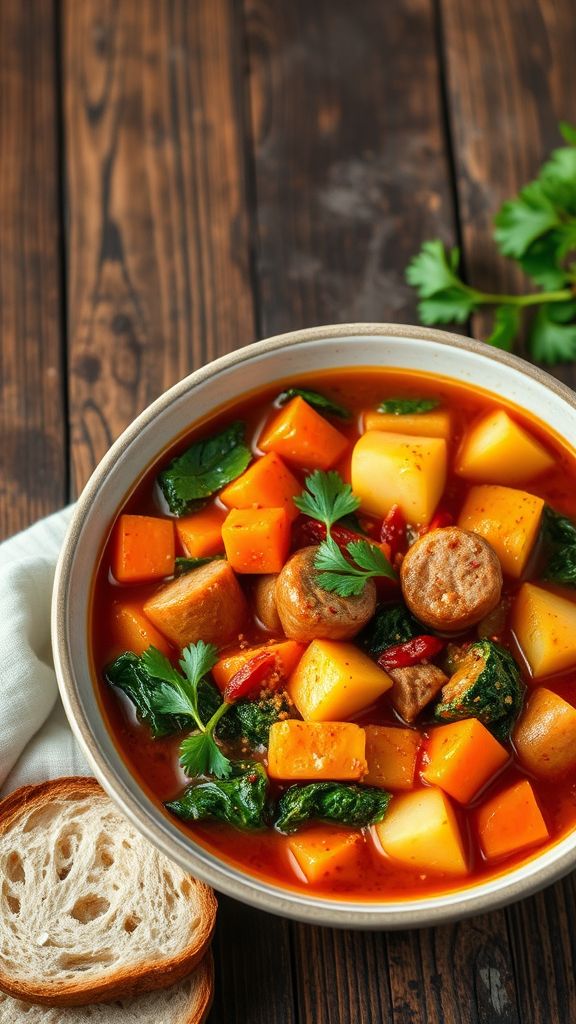 Spicy Sausage and Kale Winter Stew  