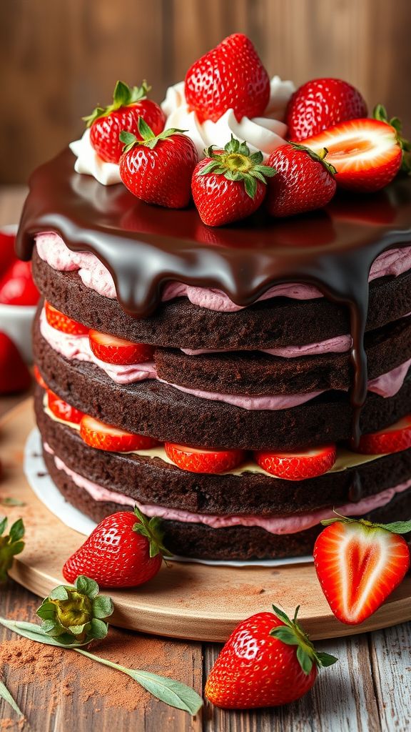 Strawberry Chocolate Neapolitan Torte