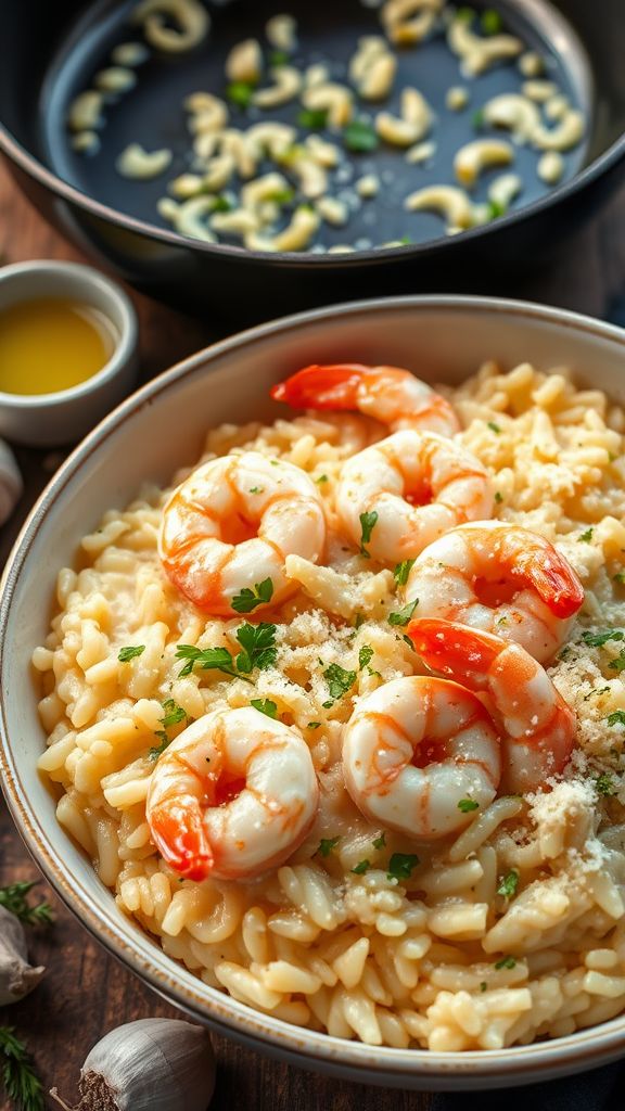 Tender Garlic Shrimp Risotto  