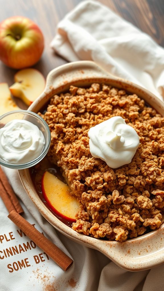 Warm Apple Crisp with Cinnamon Whipped Cream