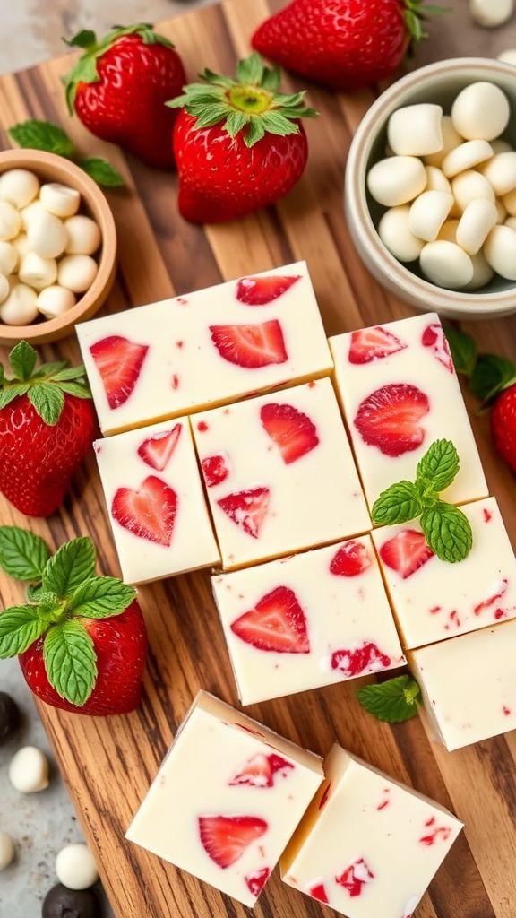 White Chocolate Strawberry Fudge  