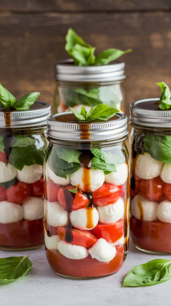 Caprese Salad Jars with Balsamic Glaze