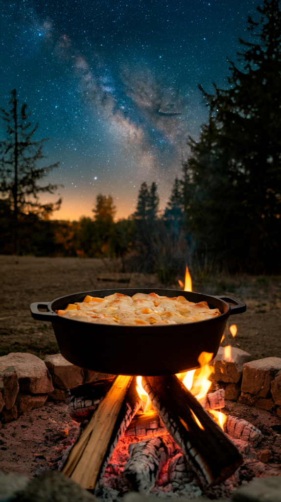 Dutch Oven Peach Cobbler under the Stars