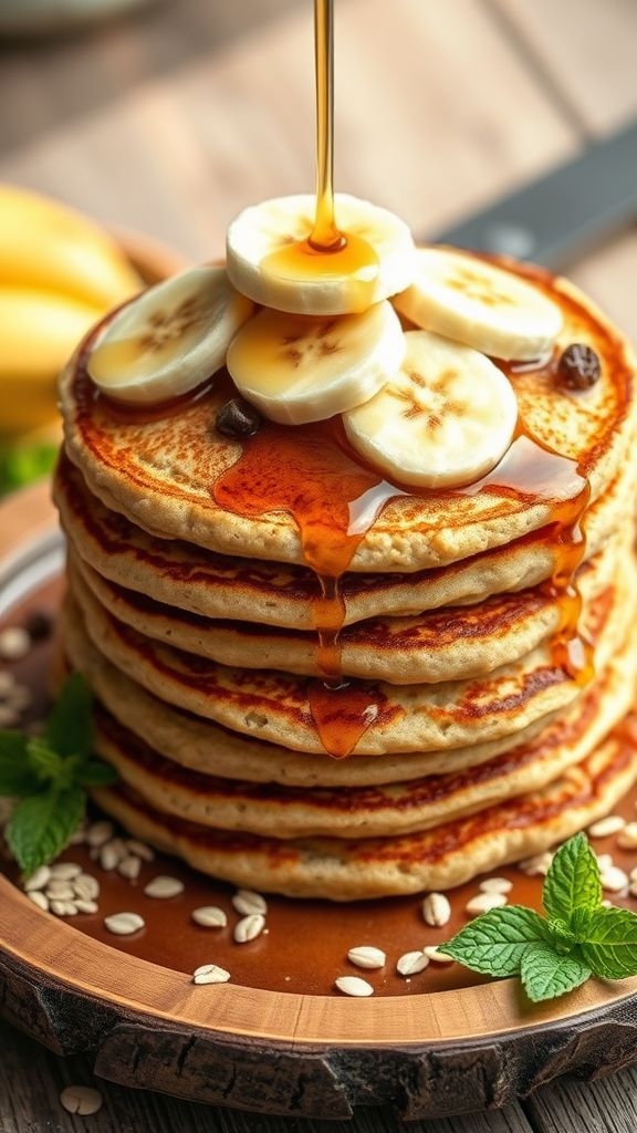 Banana Oatmeal Pancakes  