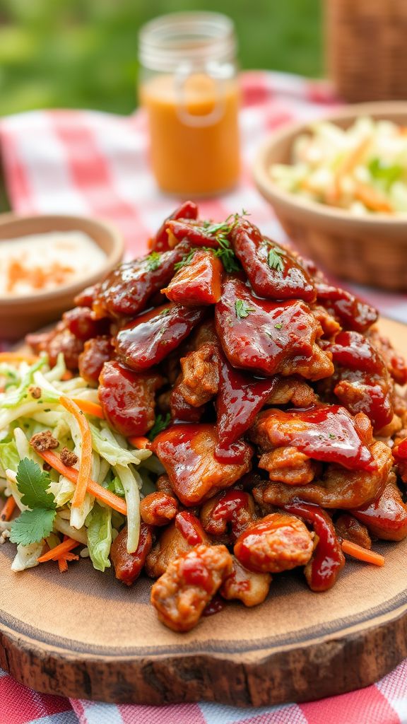 Barbecue Pulled Chicken with Protein Slaw