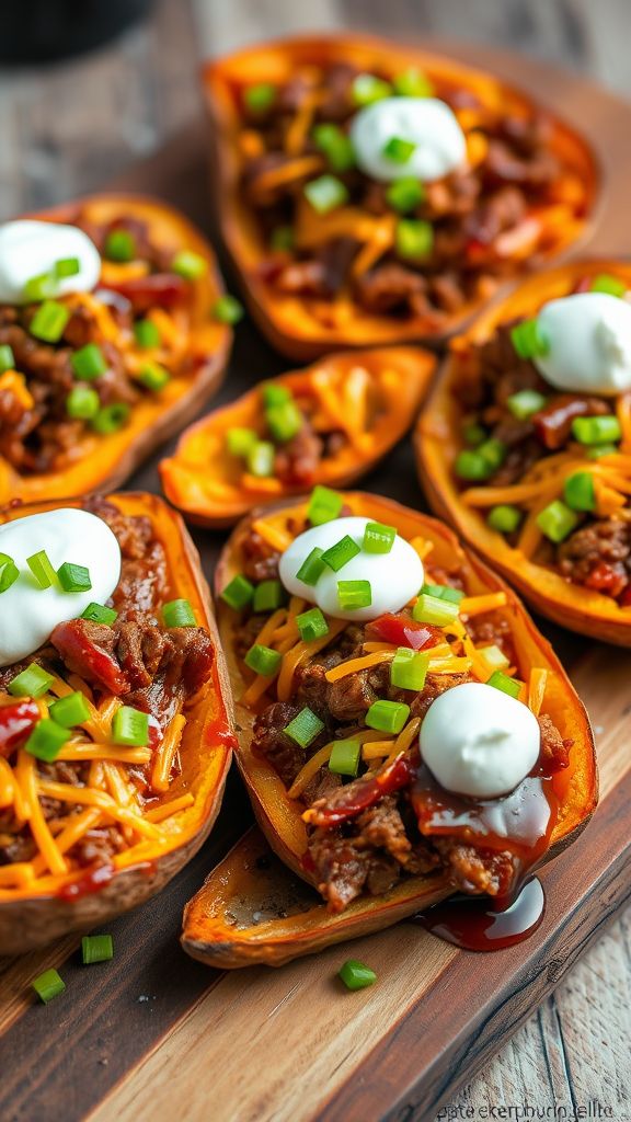 BBQ Pulled Pork Sweet Potato Skins