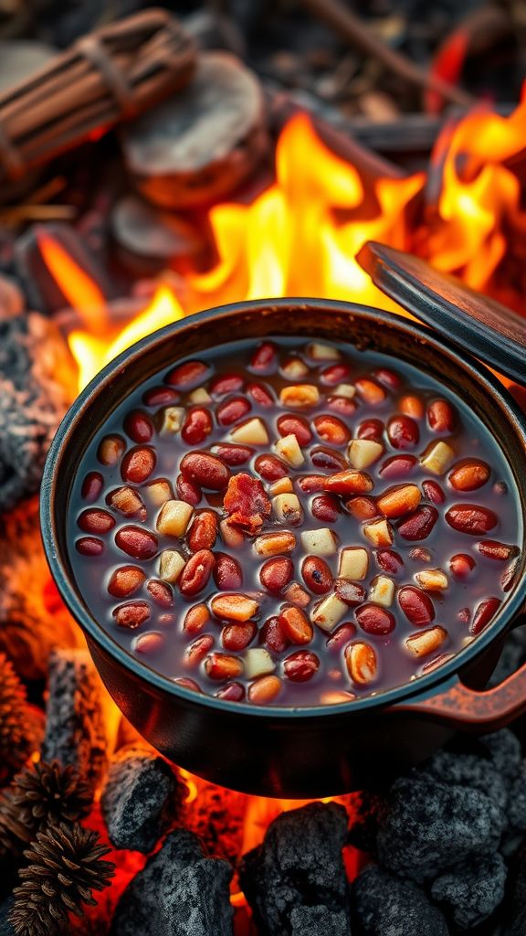 Campfire Baked Beans in a Dutch Oven