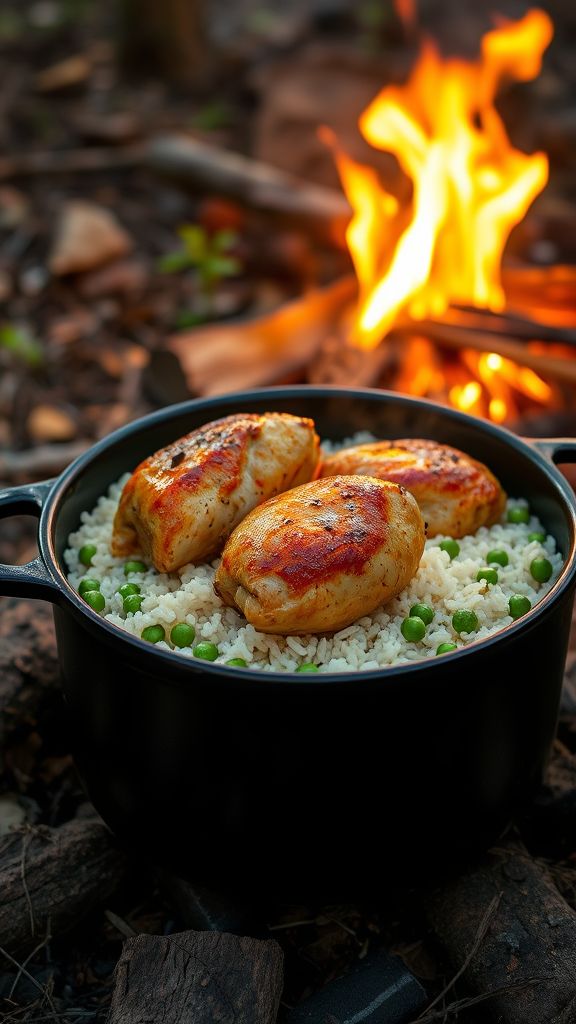 Campfire Dutch Oven Chicken and Rice  