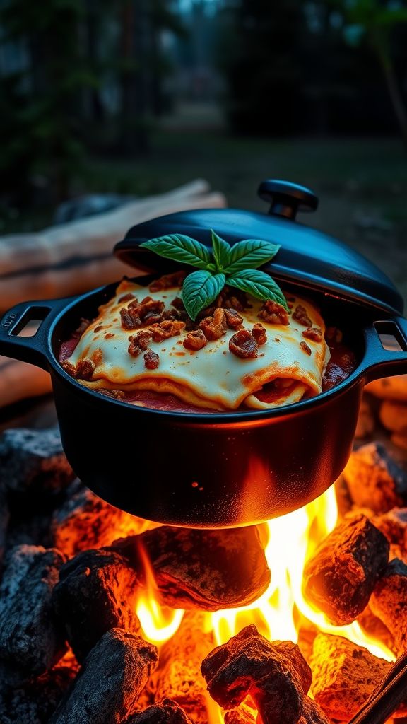 Campfire Dutch Oven Lasagna Delight  