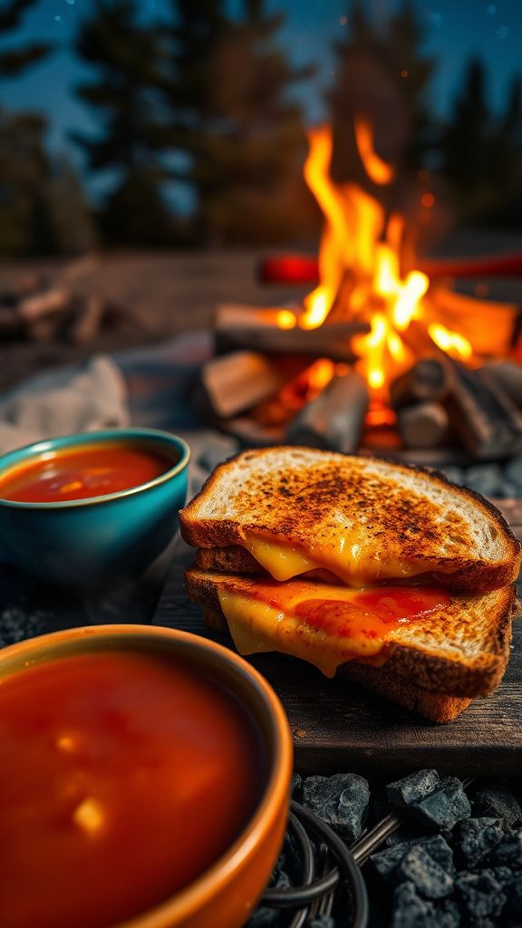 Campfire Grilled Cheese and Soup  