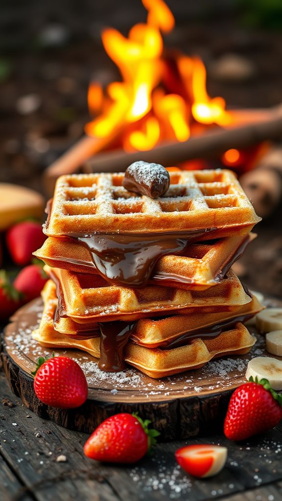 Campfire Nutella Stuffed Waffles  