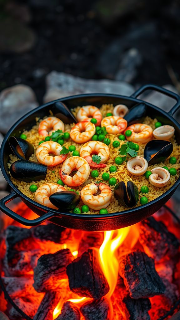 Campfire Seafood Paella