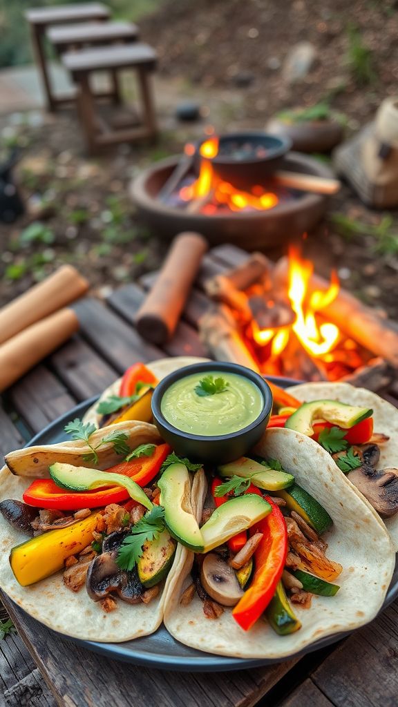 Campfire Veggie Fajitas with Avocado Cream