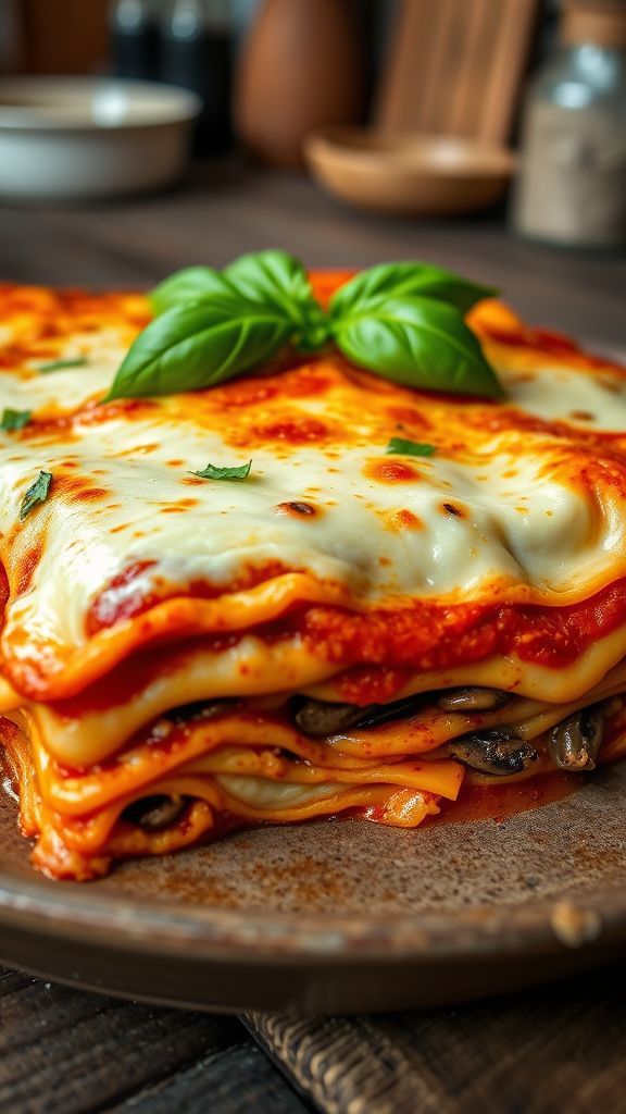 Caramelized Onion and Mushroom Lasagna  