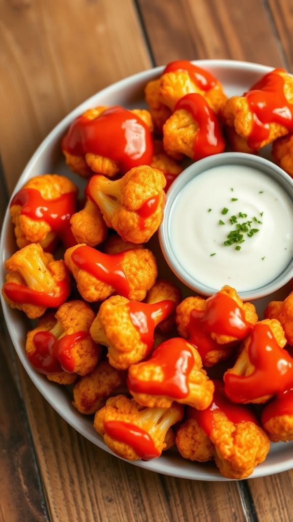 Cauliflower Buffalo Wings with Dipping Sauce  