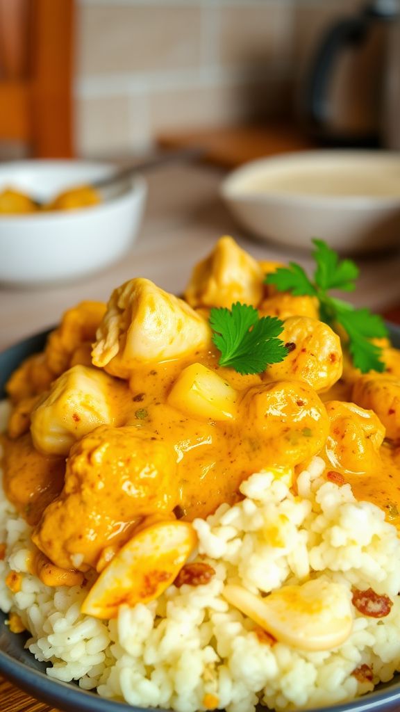 Cauliflower Rice Chicken Curry  